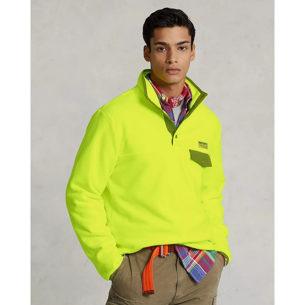 Polo Ralph Lauren Brushed Fleece Regular Fit 1/4 Snap Mock Neck Sweatshirt Large